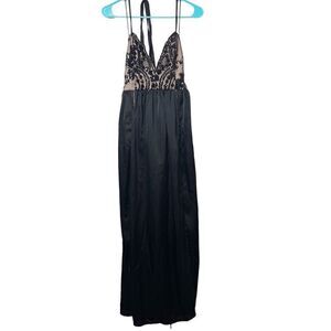 WHO I AM Sequin Body Suit Floor Length Dress Black and Nude Size 8